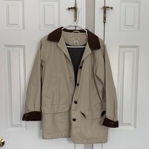 L.L. Bean Women’s Beige Barn Jacket with Dark Brown Corduroy Trim